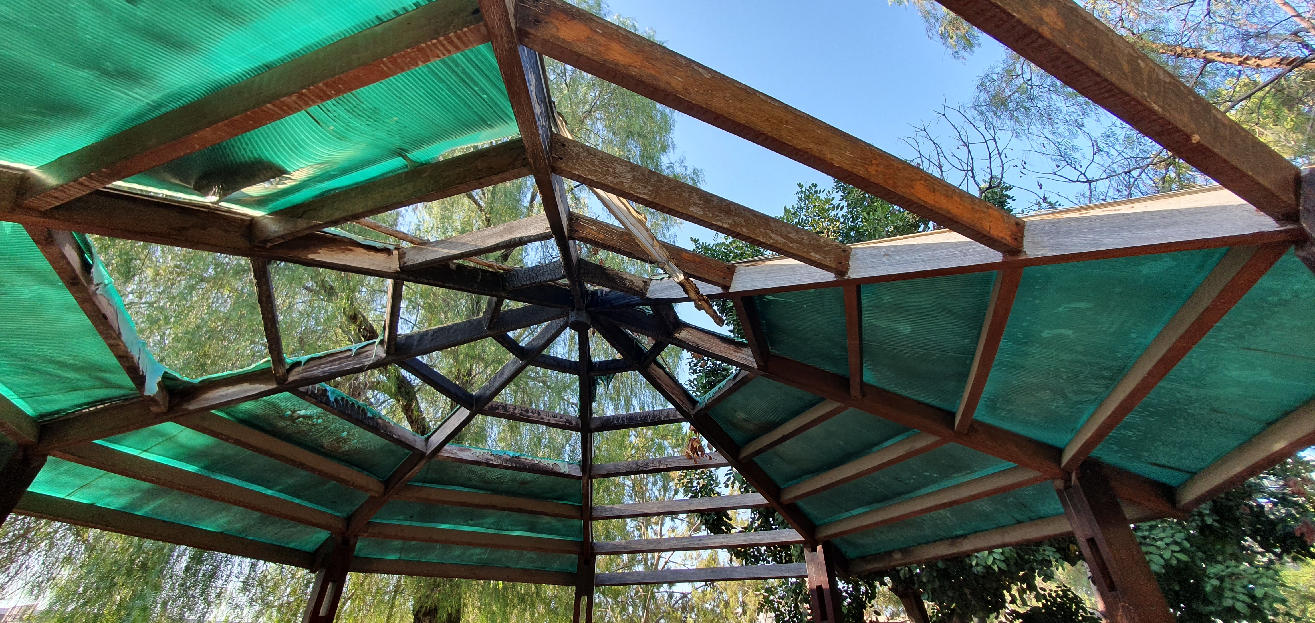 Roof of gazebo completely destroyed