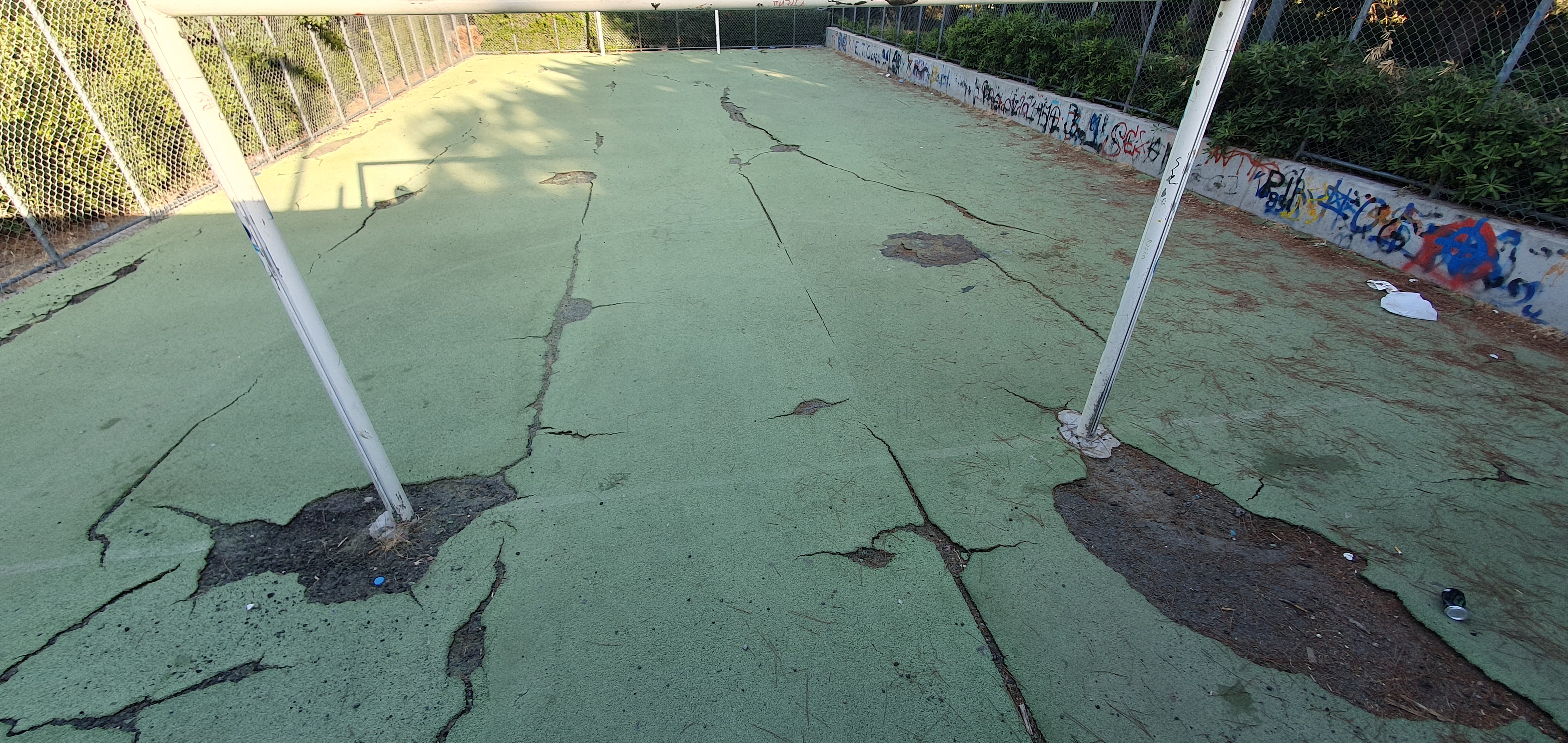 Dangerous flooring in the mini football pitch