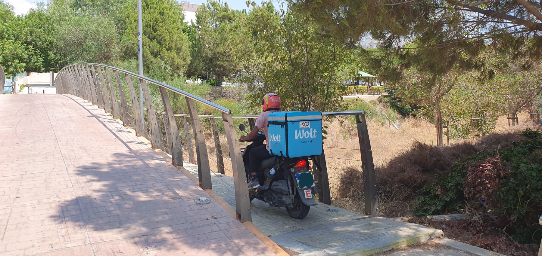 Barriers missing. Motorbikes crossing footbridge constantly.